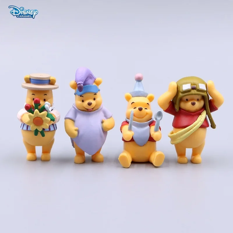 Disney 4pcs Cute Winnie the Pooh Desktop Ornament Creative Children's Bedroom Car Desktop Decoration Ornament Decorations