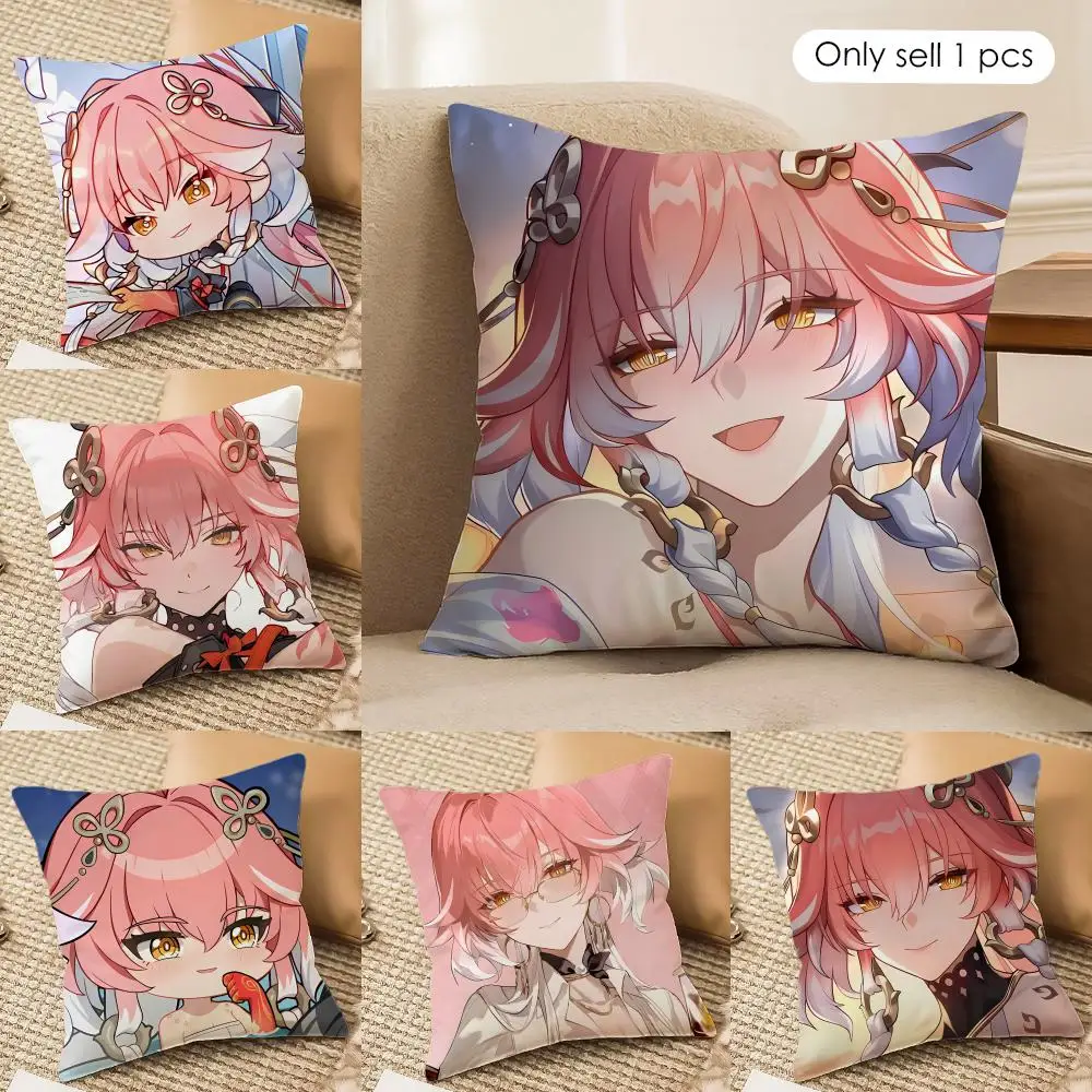 Changli Wuthering Waves Cushion Cover Silky Short Plush Invisible Zipper Dustproof Sofa Pillow Case For Home Decor