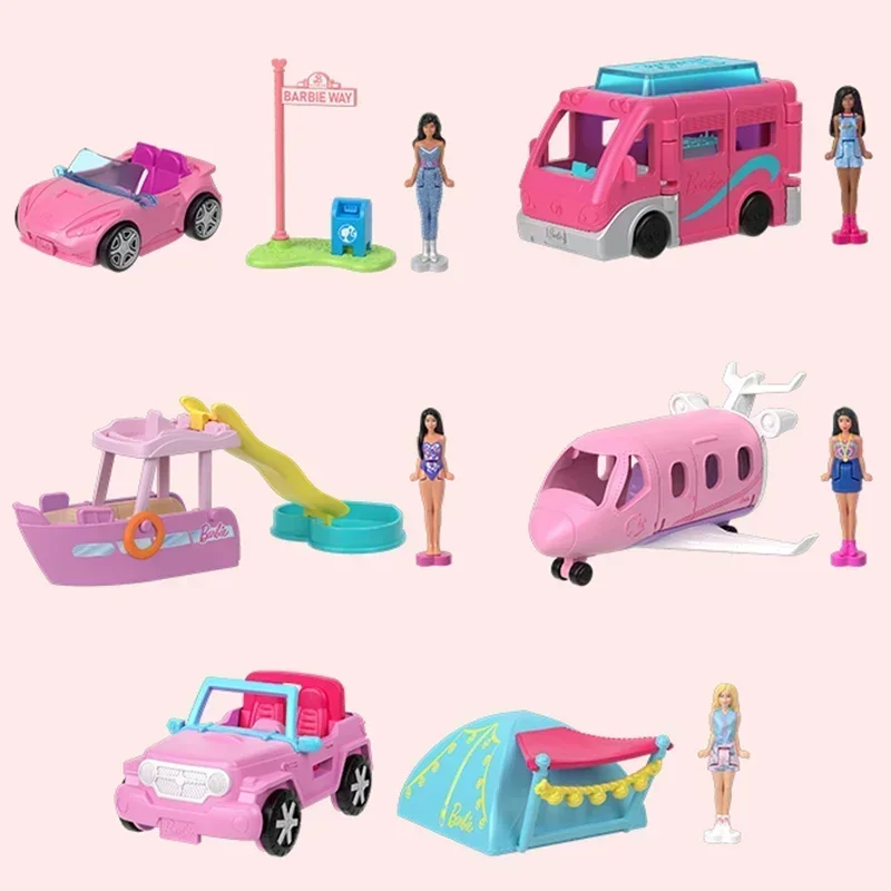 Original Barbie Traffic Vehicle Mini Barbieland Color Change Dream Camper Car Boat Plane Girls Toys Diy Dolls House Accessories