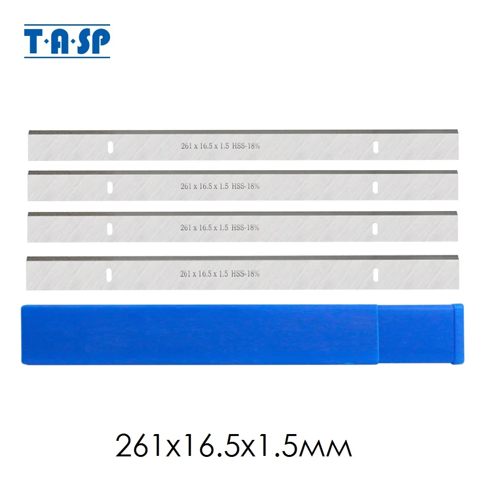 TASP 4pcs 261mm HSS Thicknesser Planer Blade 261x16.5x1.5mm Woodworking Knives for Scheppach HMS1070 JET JPT-10B Erbauer EPT1500