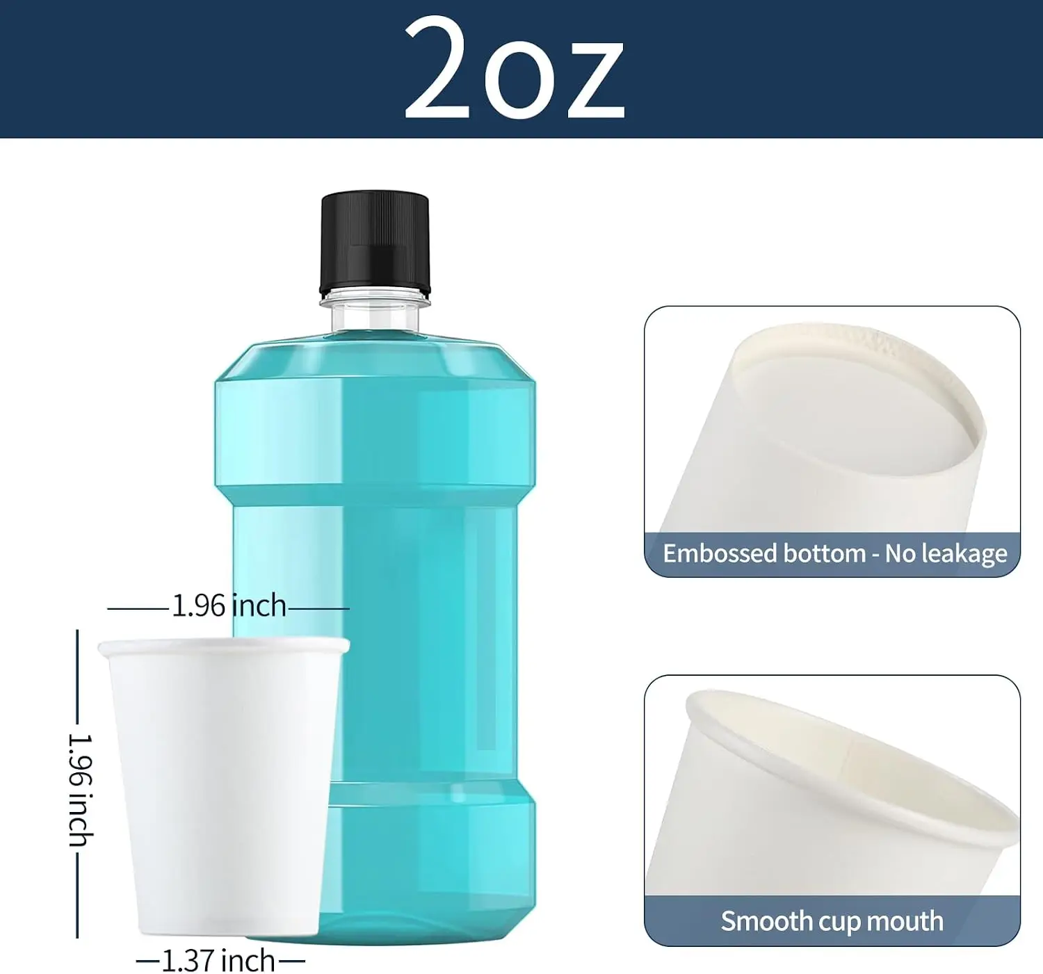 100 Pcs 2oz Small Paper Cups Disposable Mouthwash Bathroom Mini Cups