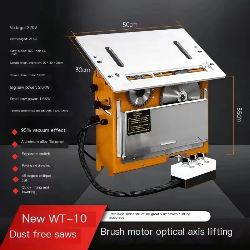 Multifunctional 220V Table Saw Mini Table Chainsaw Cutting Machine Speed Angle Adjustable Cutting Machine CNC WT10 Foldtable