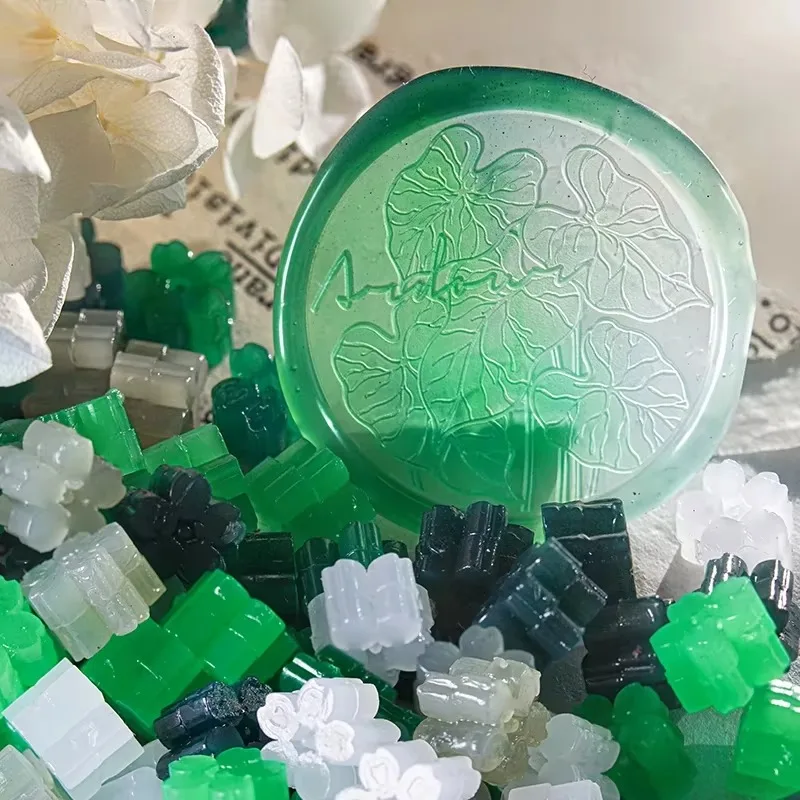 60pcs Semi Transparent Jade Color Wax Seal Stamp Particles Sakura Shape Wax Material DIY Handbook Greeting Card Sealing Tool