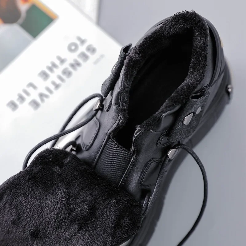 2025 Spring New Women's Shoes Heavy Metal Thick Bottom High Top Punk Leather Shoes Gothic Dark Motorcycle Boots Trend