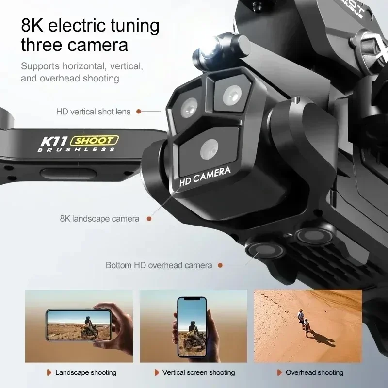 K11max ระเบิดน้ําแบบไม่มีแปรง Drone Optical Flow ตําแหน่งรีโมทคอนโทรลเครื่องบินความละเอียดสูงการถ่ายภาพทางอากาศ Quadcopter