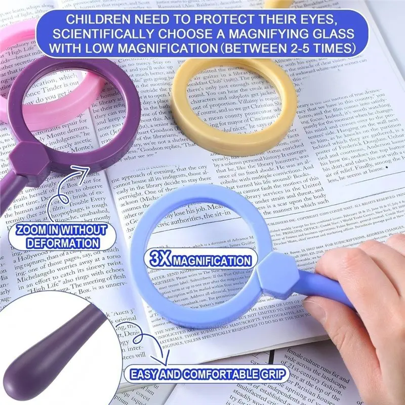 BAAR-Science Jumbo Magnifiers Shatterproof 12 Pcs Magnifying Glass For Kids Handheld For Observation Classroom Autistic
