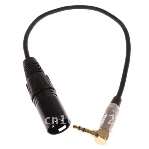 

Male 3.5 Jack Cable To Male 3.5 TRS Mic Adapter Cord XLR 3-Pin 90 Degree Elbow Stereo Plug 30cm Audio Cable