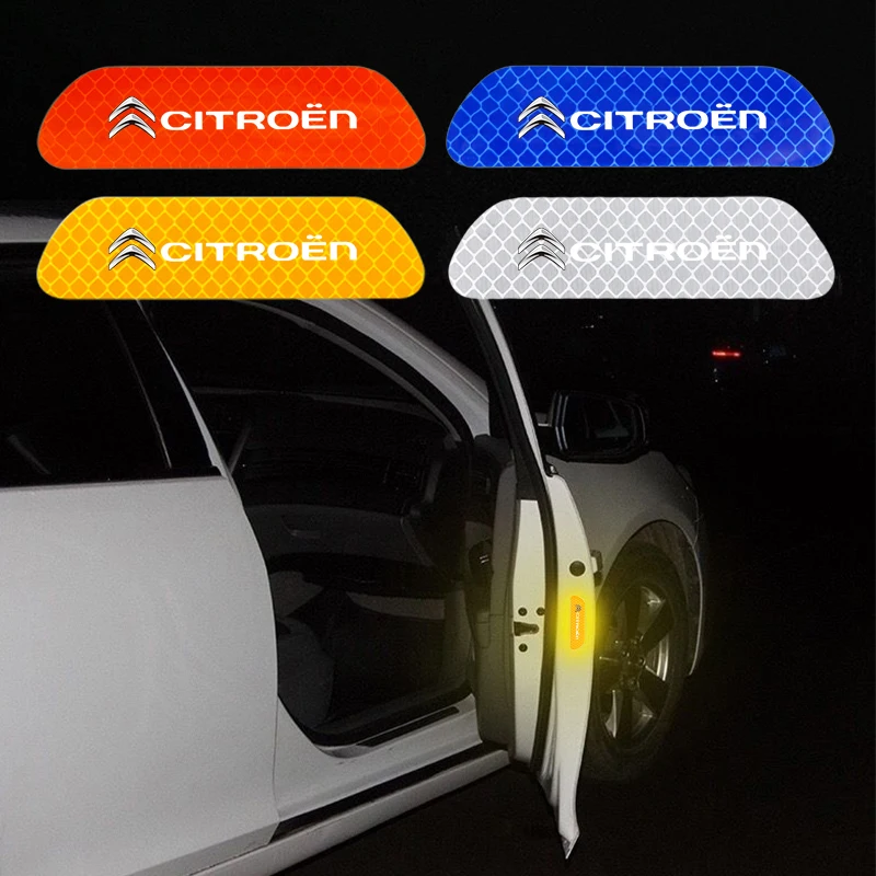 4 Uds pegatina reflectante de coche pegatina de advertencia de seguridad para Citroen C5X e-C4 X e-C3 C4 C3 C5 Berlingo c-elysee c-crosser C1 C6