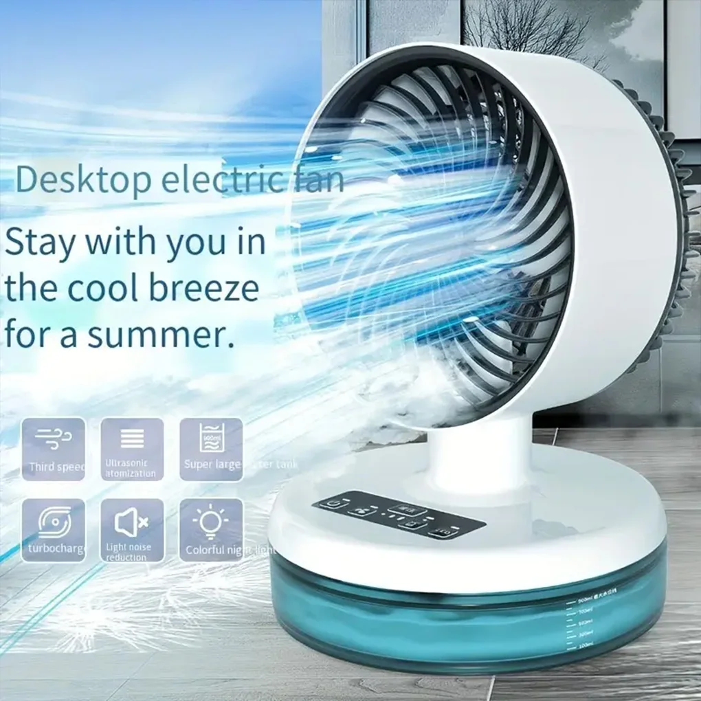 Spray cooling fan mini electric fan household desktop spray Ambient Lighting fan portable mobile mini humidification fan
