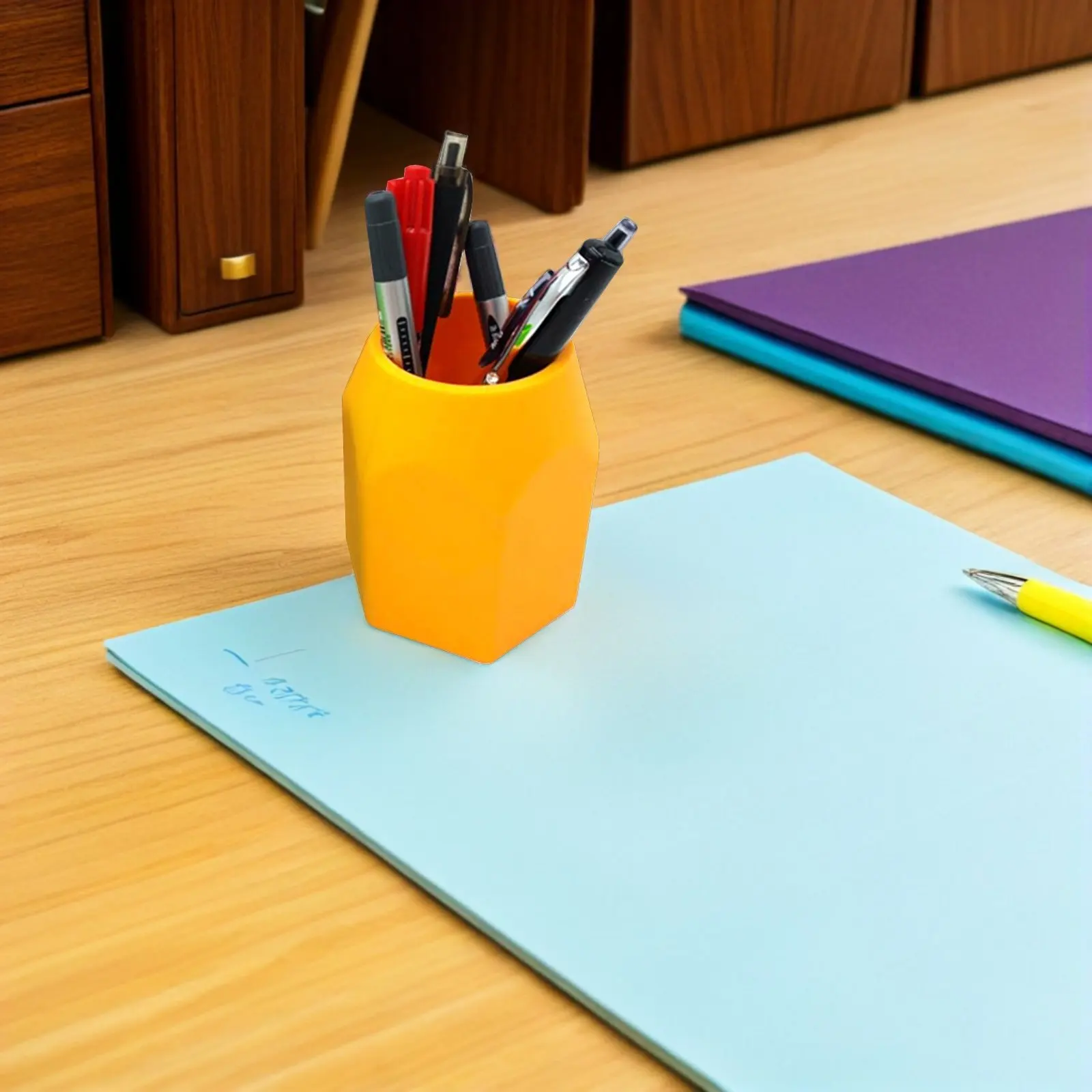 

Silicone Round Pencil Holder Orange Desktop Stationery Organizer for School Office Desk Container Storage Solution