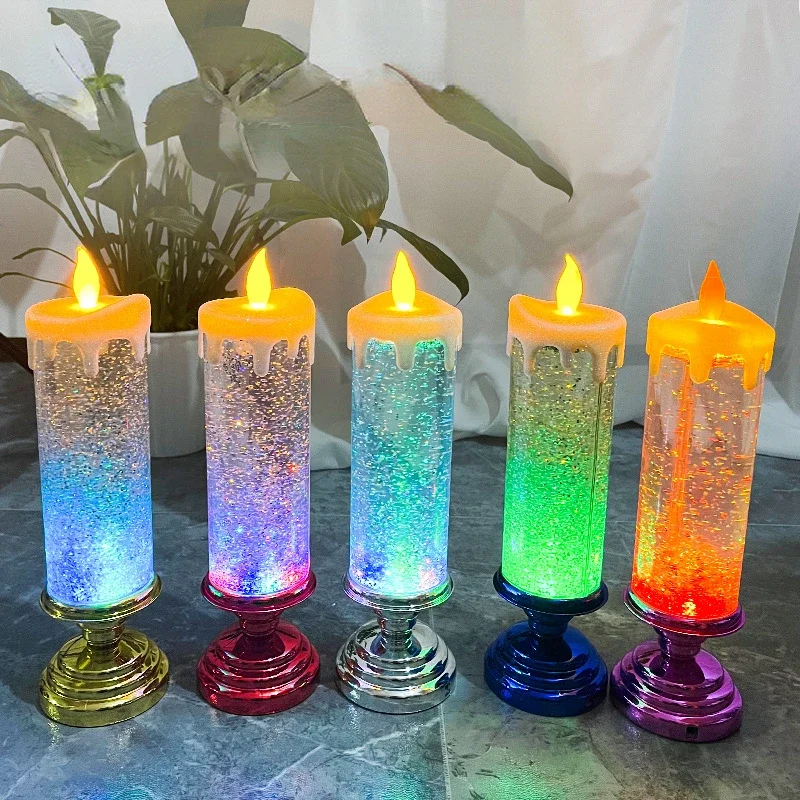 Fantasy LED Candle Lights 7-color Gradient Crystal Electronic Candle Party Atmosphere Decorations for Christmas Wedding Birthday