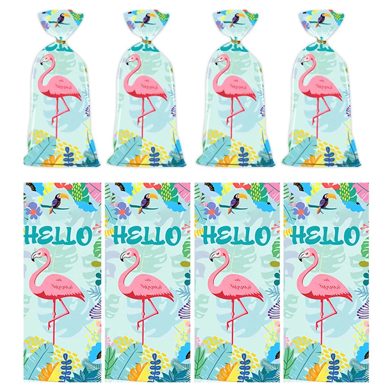 50pcs Flamingo Party Gifts Bags Pineapple Candy Bags Gift Packing Bag Summer Hawaiian Party Birthday Luau Tropical Party Favors