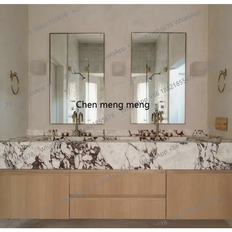 Washbasin Marble Wall Mount Sink Custom Calacatta Viola for Bathroom Natural Calacatta Marble Bathroom Vanity Marble Sink