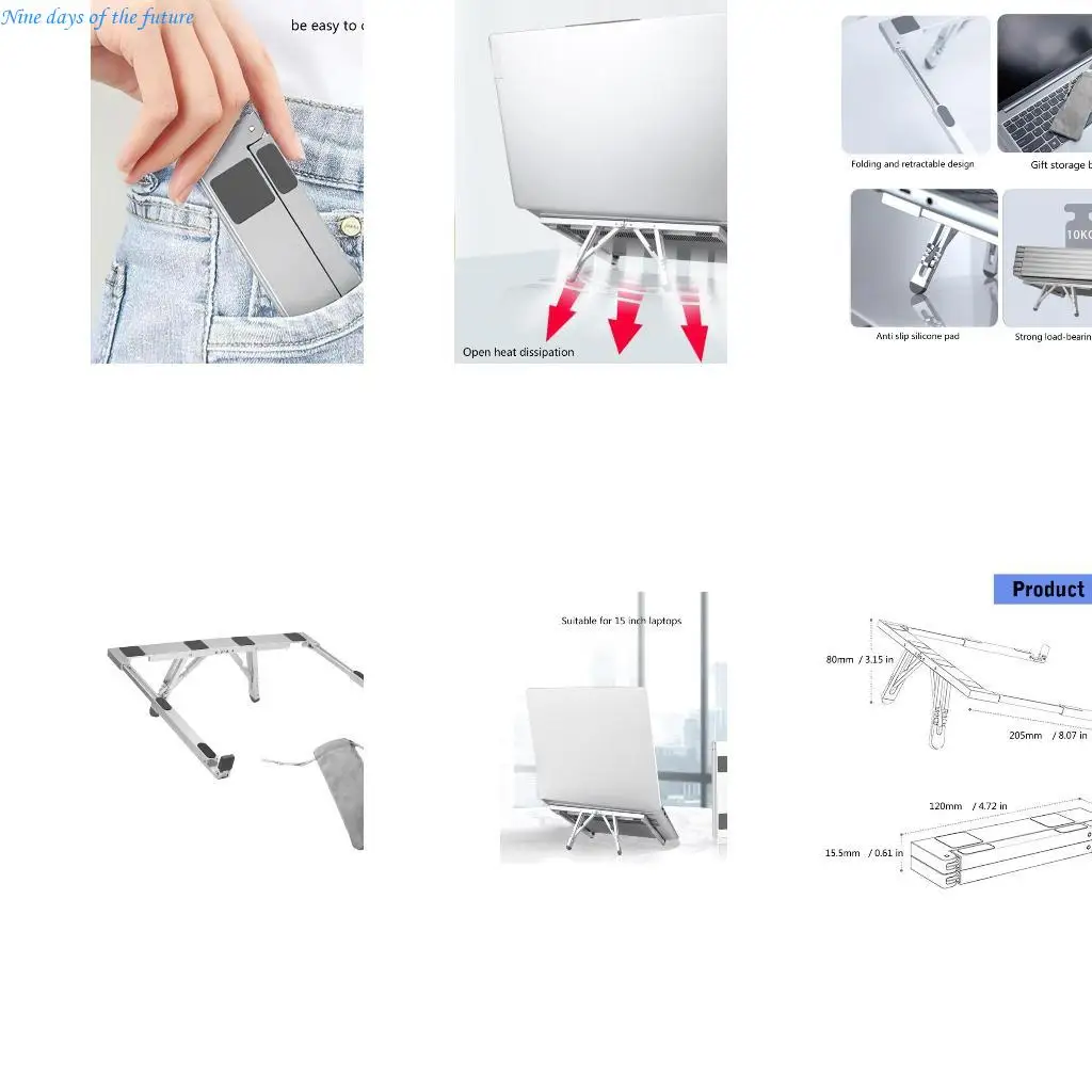 Adjustable Laptop Stand, Portable Folding Notebook Risers with Enhances Heat Dissipation, Multiple Support Thicked E65A