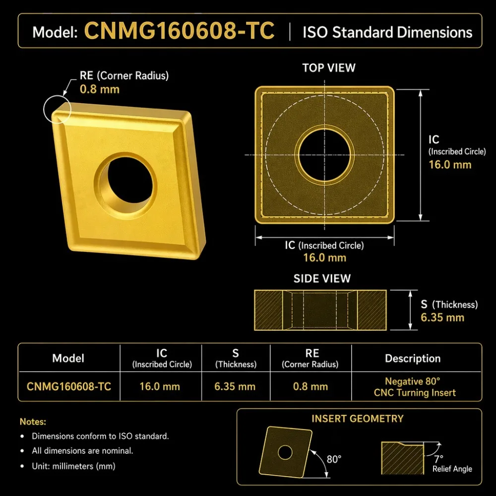 CNMG160608-TC Carbide Turning Inserts, 0.8 R Angle BP8018 Grade Steel Machining Roughing CNC Lathe Cutter Tool