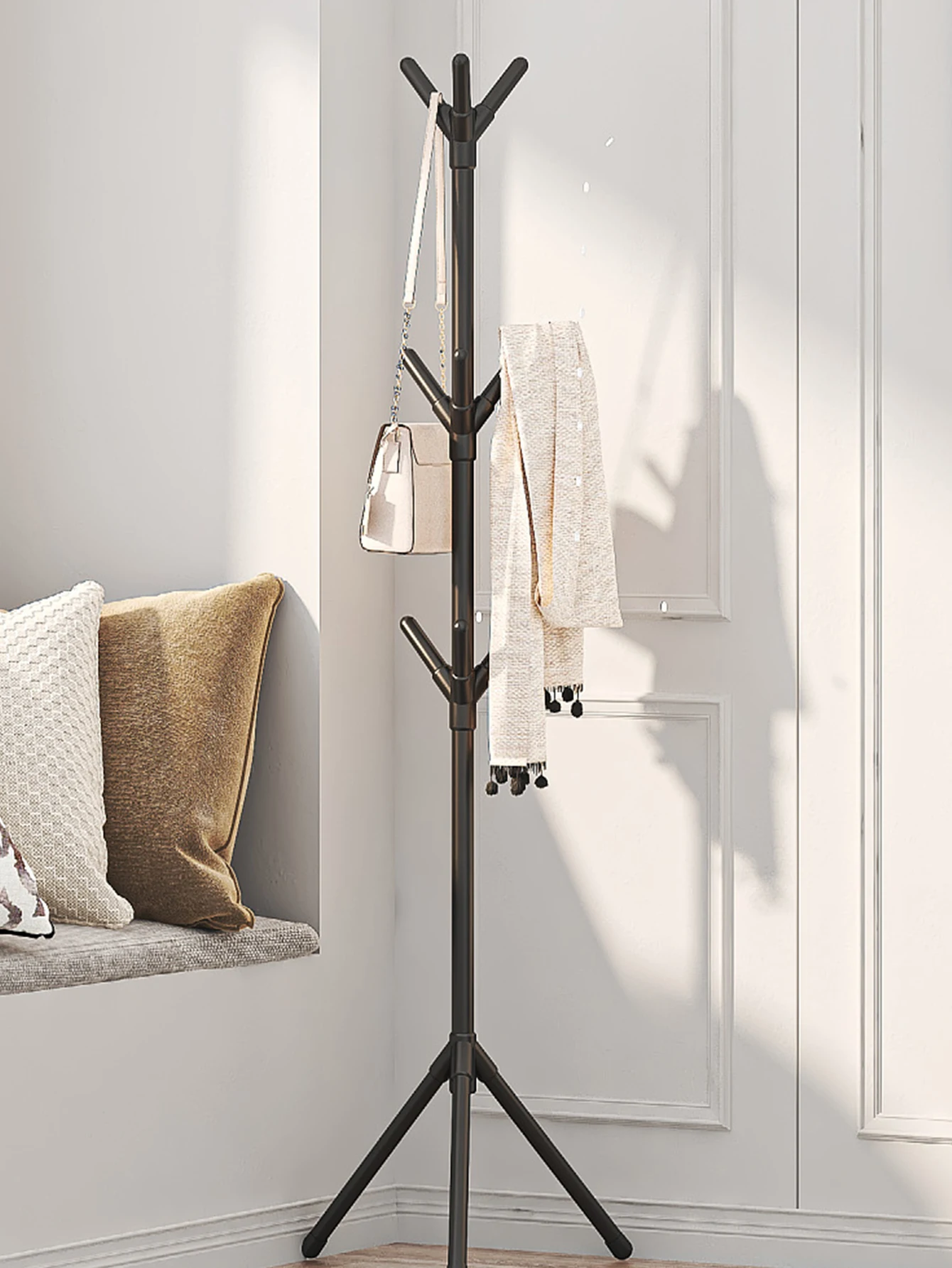 Clothes Rack Floor Standing Simple Coat Rack Office Bedroom Foyer Storage Drying Clothing Tree Clothes Rack Vertical Furniture