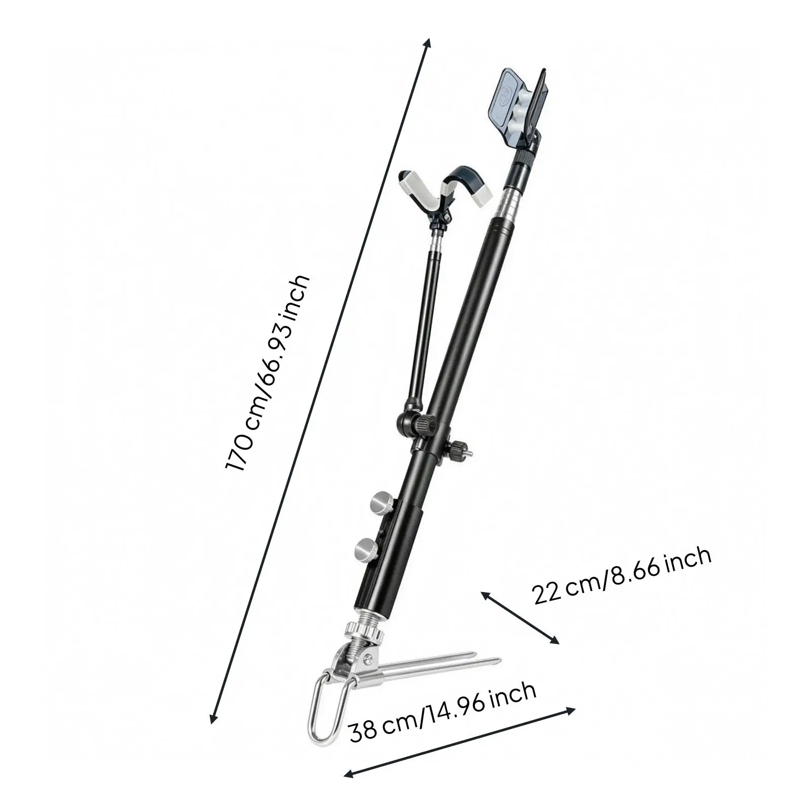 Adjustable Fishing Rod Support Holder Stainless Steel Seven Section Foldable Design for Outdoor Angling Gear