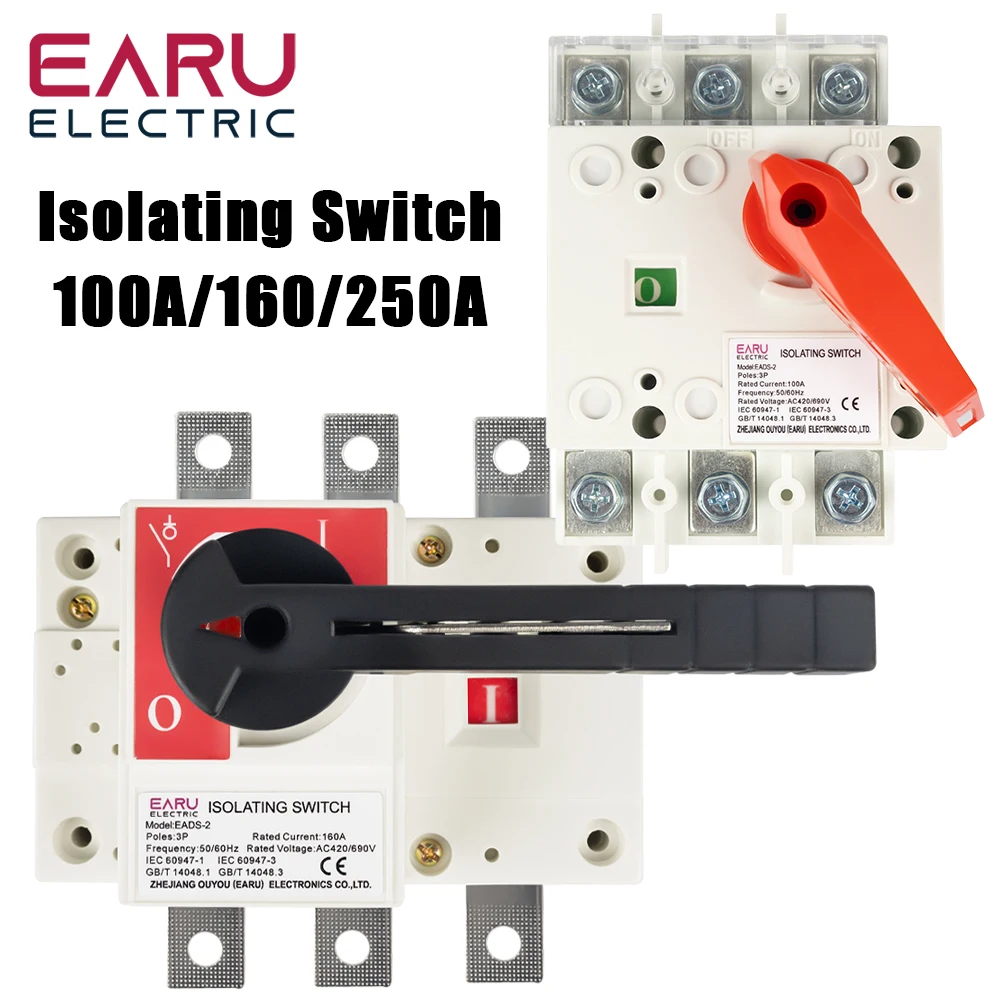

100A 160A 250A Load Isolation Switch 3P Knife Switch Three-phase Circuit Breaker In-cabinet Transfer Operation Switch