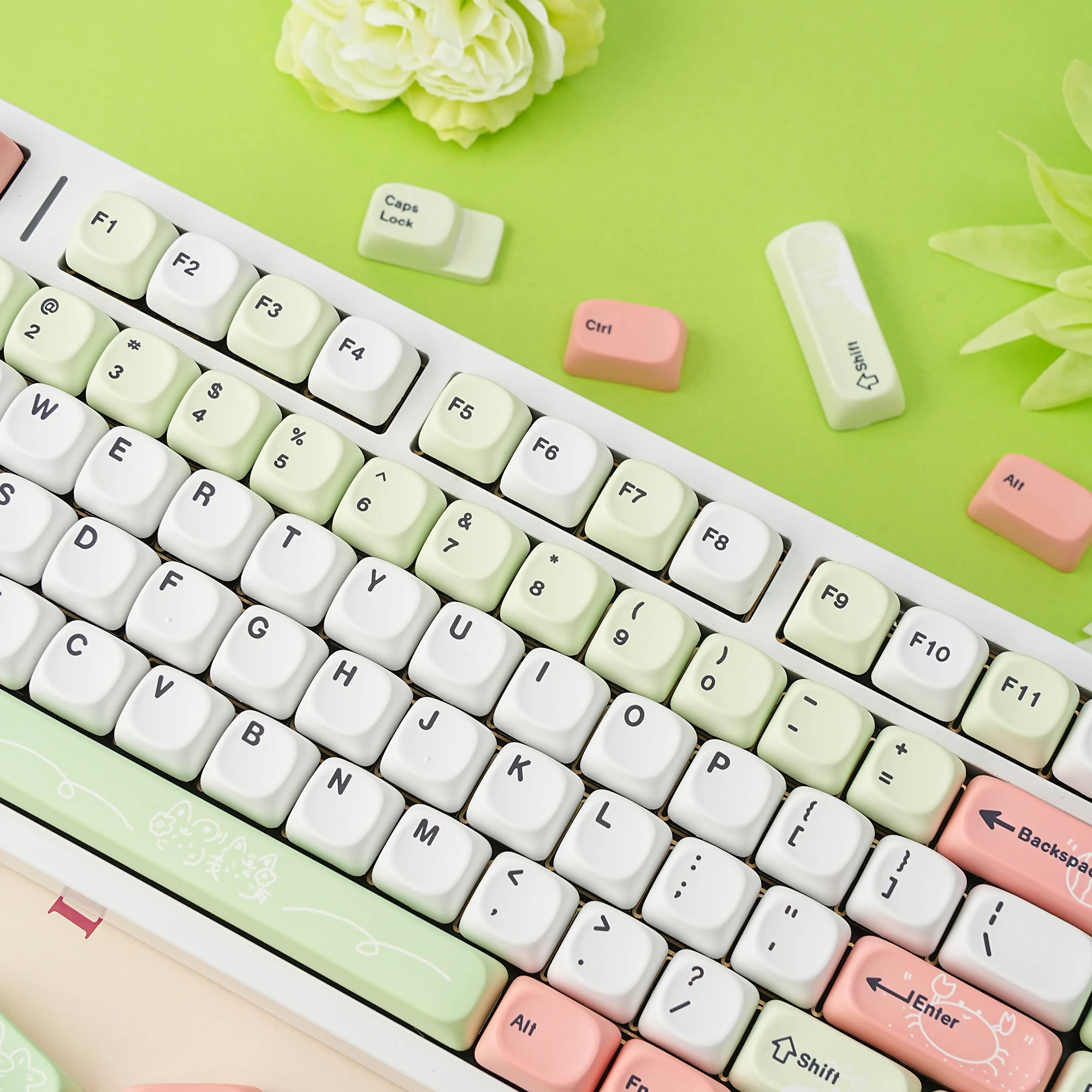 Klawisze Moa 7U Alice Layout PBT Watermelon, klawisze spacji do klawiatur mechanicznych, kompatybilne z rosyjskimi, koreańskimi, hiszpańskimi, niemieckimi i francuskimi układami. — zdjęcie produktu 5
