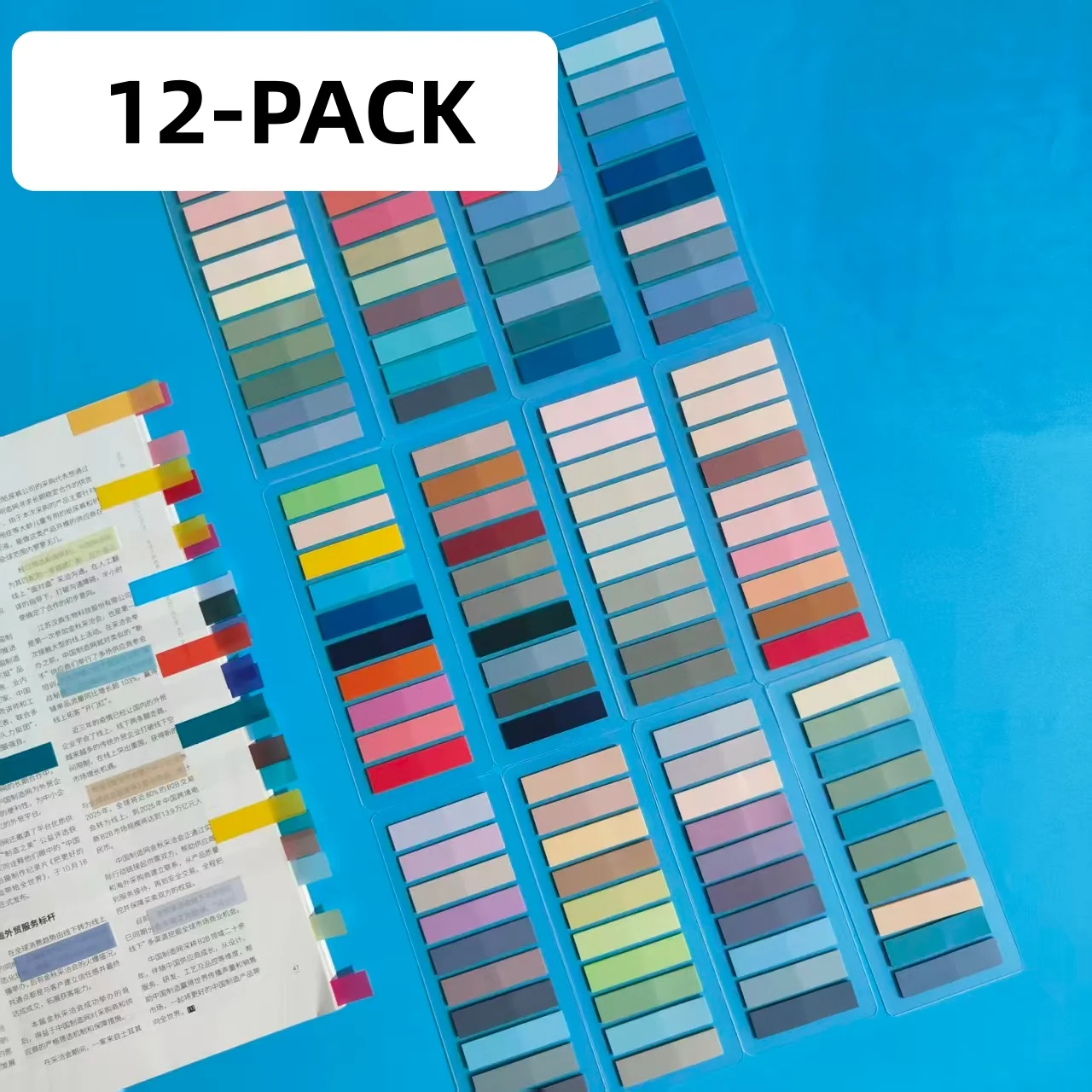 12 عبوة من الإشارات المرجعية لمؤشر الفلورسنت الشفاف من Morandi علامات الصفحة ذاتية اللصق ملاحظات لاصقة للإشارة المرجعية للمفكرة