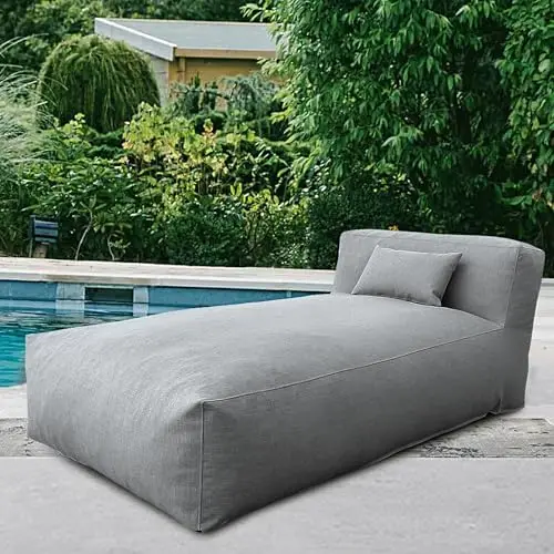 Chaise Lounge Chair Outdoor Bed Lounger Outdoor Couch Sofa for Pool Comfy Patio Furniture Foam Filling Bean Bed Chair