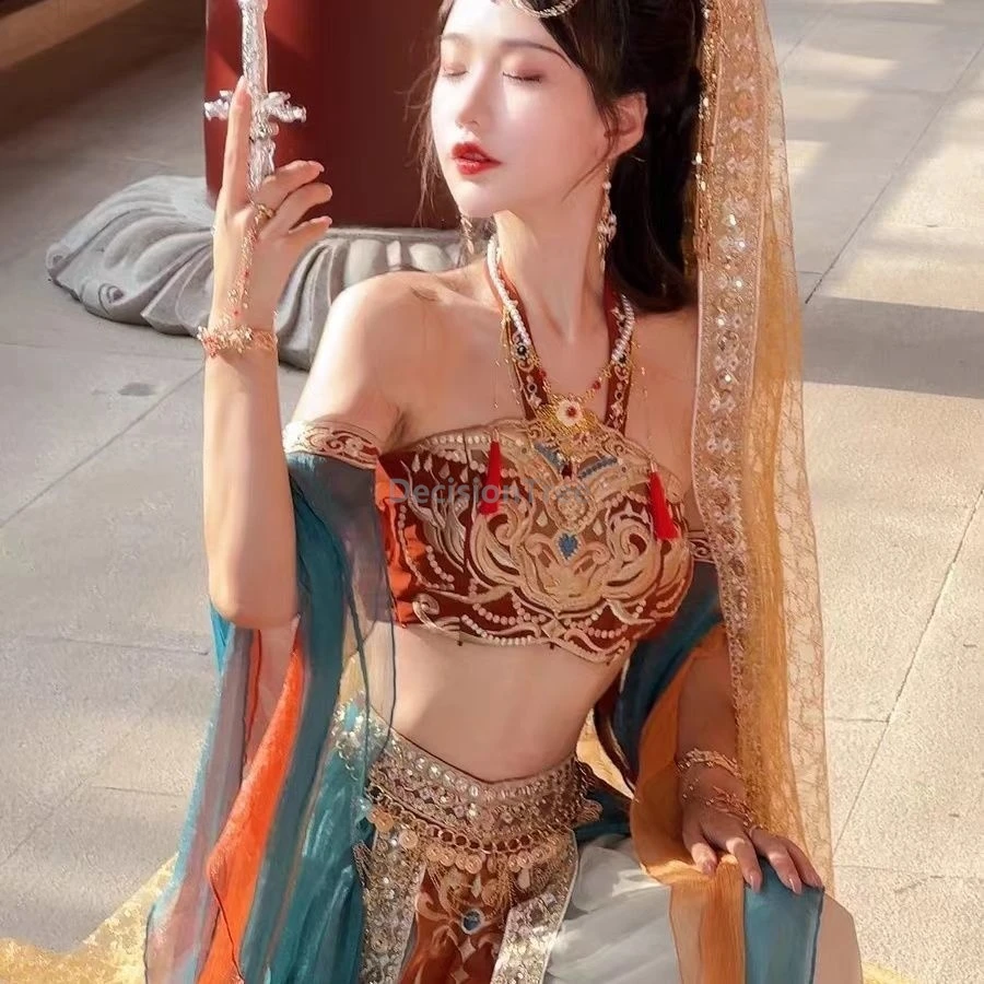 Dunhuang Feitian Princess Exotic Style Girl Modified Hanfu Western Region Style Chinese Element Outfit for Photos and Cosplay