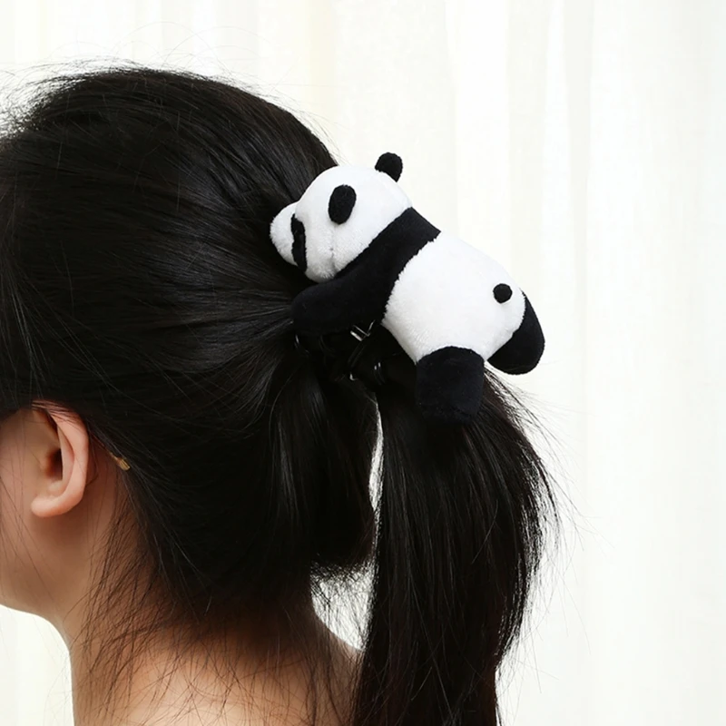 Schattige Panda hoofdband elastiek voor hoofdlus pluche scrunchie haarspeldjes broche brace 40JC