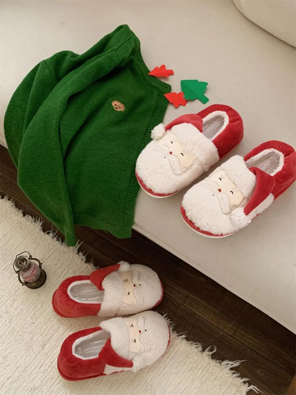 Funny Cute Santa Claus Cotton Slippers For Men And Women In Winter Ins Couple Cute Indoor Household Home Slippers