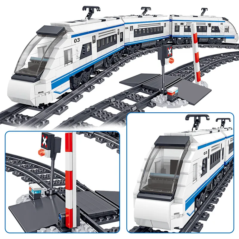 Décennie s de construction de modèle de rail électrique FTP pour garçons, jouet de brique de voiture RC, piste de train, télécommande, ville,