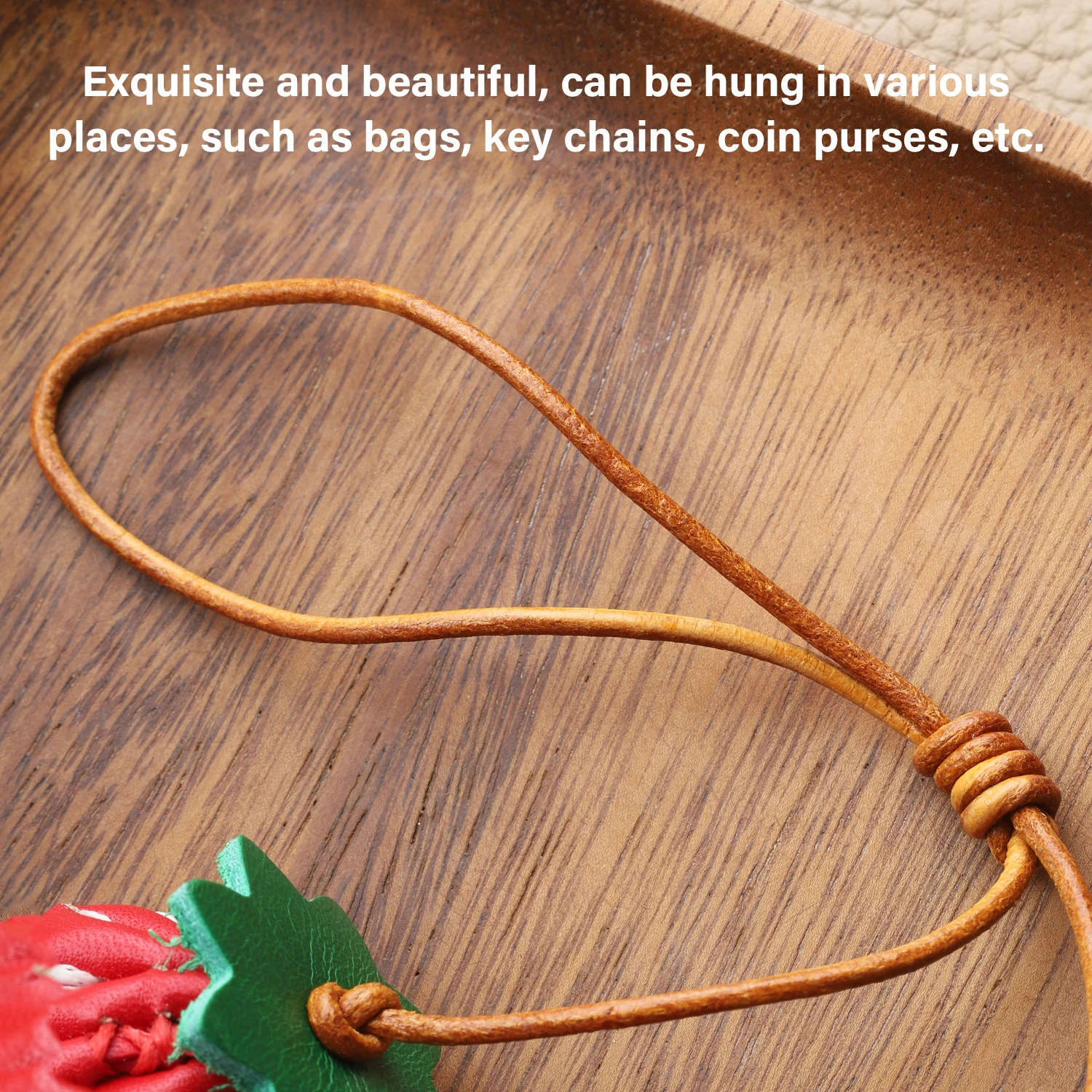 CRAZYSMITH Handmade Genuine Leather Bag Charm Strawberry Keychain Purse Charms Bag Pendant for Handbags Gift Bag Accessories