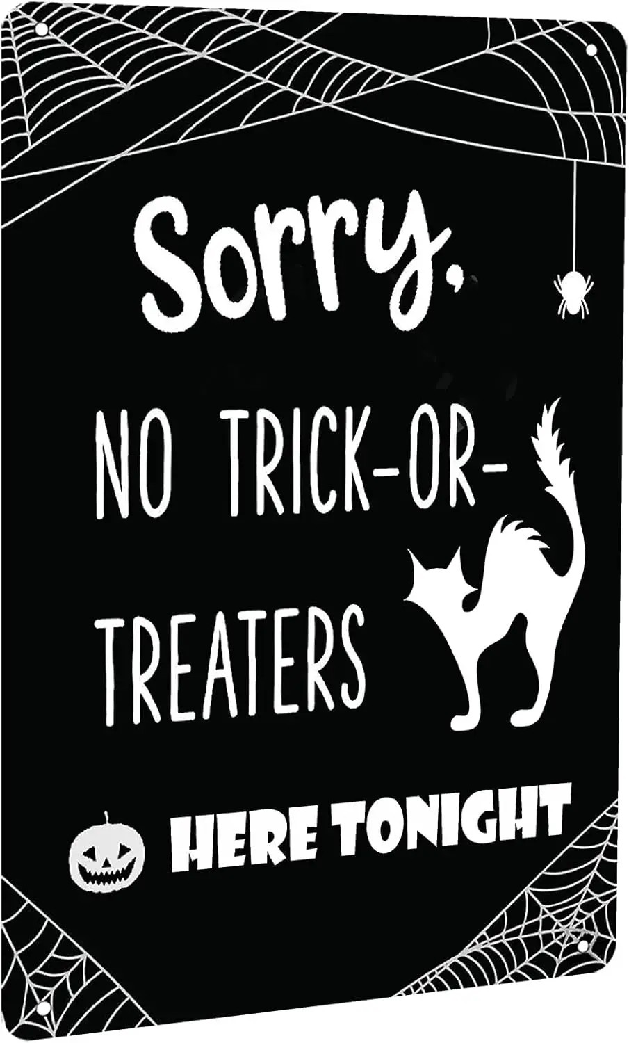 Sorry No Trick or Treaters Here Tonicht Metal Tin Sign Vintage Halloween Halloween Porch Decoration Halloween Candy Black Cat Si