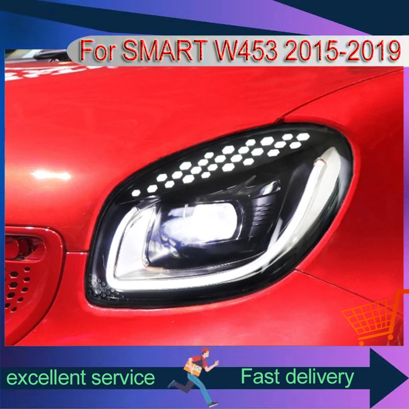 

Автоматическая фара для Mercedes Benz SMART W453 2015-2019, ремонт сборки, сенсорная синяя линза DRL, полностью светодиодная передняя лампа, автомобильный аксессуар