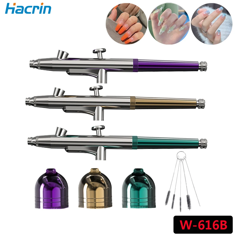 W-616B Airbrush Kit 7cc Cup Spray Gun 0.3mm Cleaning Brush Set for Nails Art Manicure Craft Pastry Cake Paint Accessories Tools