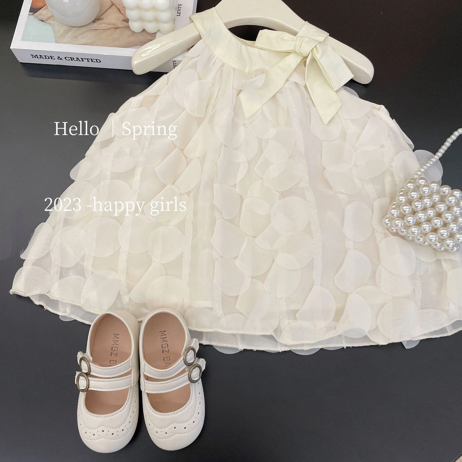 Sweet Girl's Bow Sleeveless Dress O-Neck A-Line Appliques Princess Dresses Versatile Children Birthday Party Vestidos Kid Summer image 5