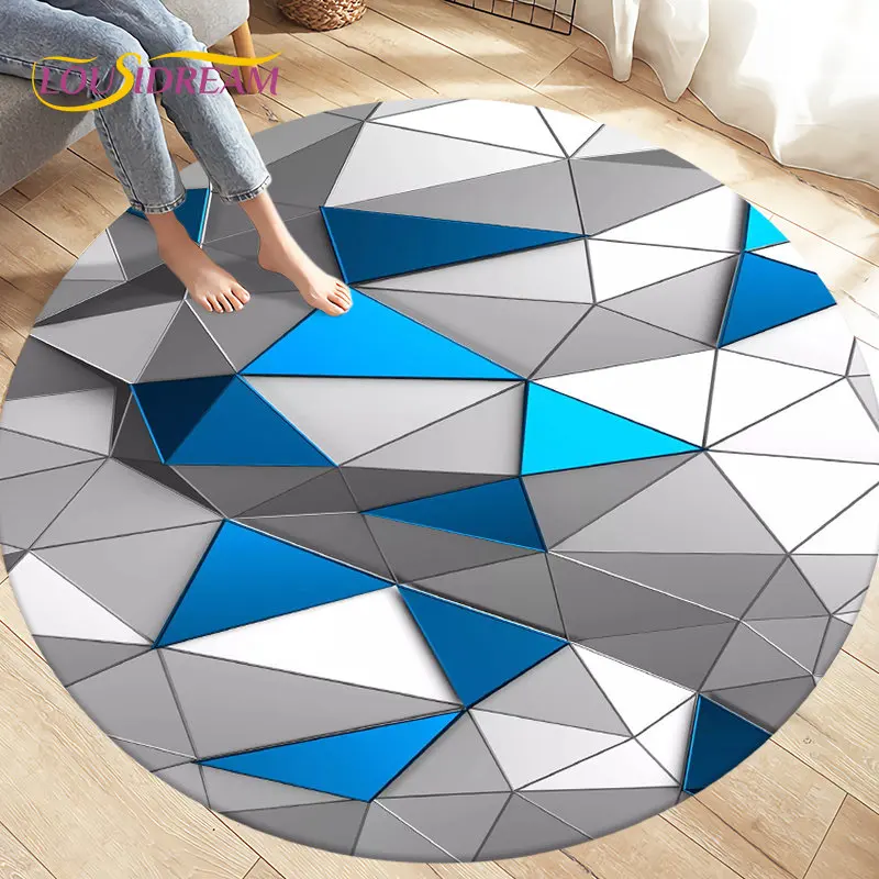 3D Abstract Geometric Visual Illusion Area Rug Large,Round Carpet Rug for Living Room Bedroom Sofa Decoration Non-slip Floor Mat