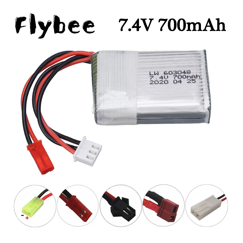 7.4V 700mah Lipo Battery JST/SM/T plug For MJXRC X600 U829A U829X F46 X601H JXD391 FT007 RC Toys 2s 7.4V Battery parts 603048