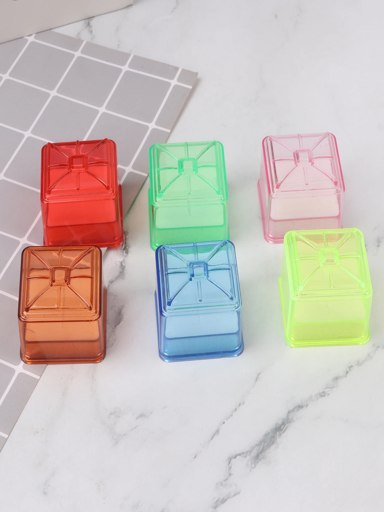 Cajas de plástico para anillos de 6 piezas, caja organizadora de almacenamiento, embalaje de joyería de boda