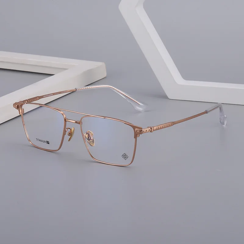 

Eyeglasses Frame Stupid and Handsome Pure Titanium Material Double Beam Large Face Men's and Women's Glasses Full Frame 5401