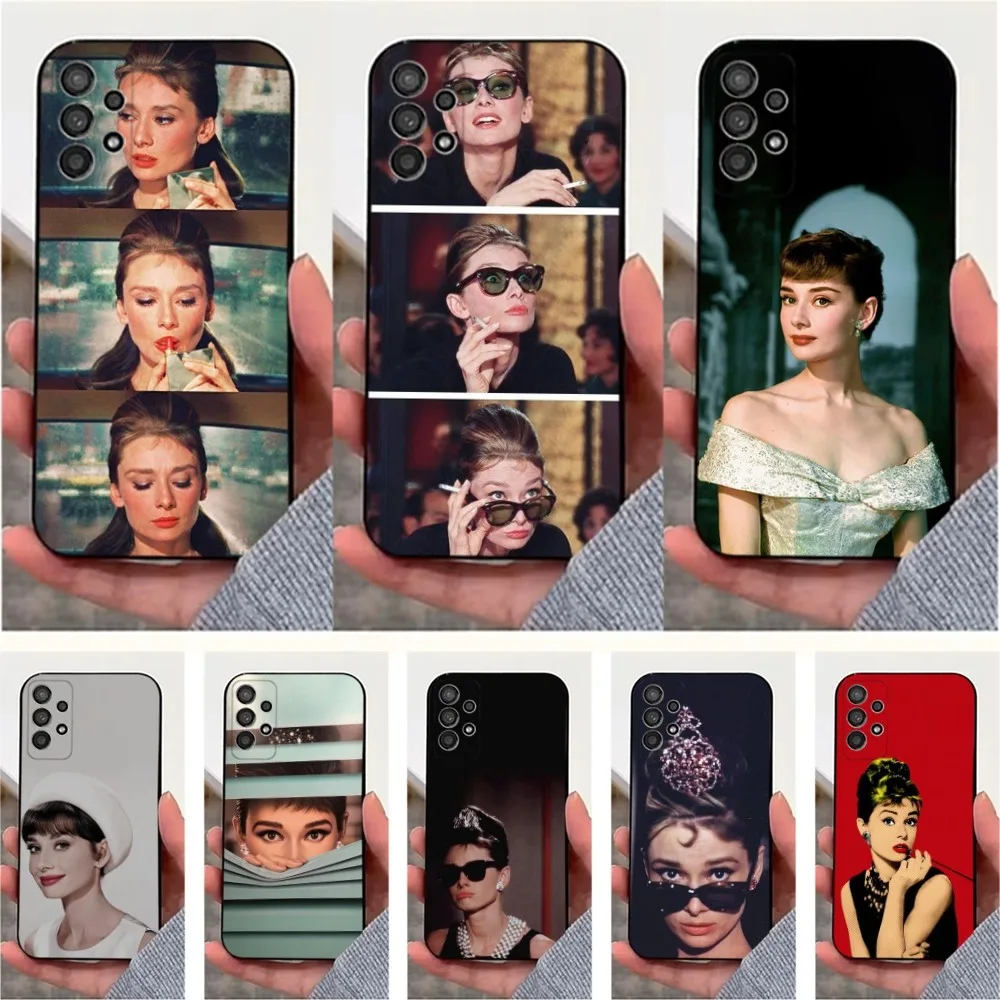 Actor A-Audrey H-Hepburn Phone Case For Samsung S25,S24,S23,S22,S20,S21,S10,Ultra,Plus,Lite,FE,Soft Silicone Black Cover