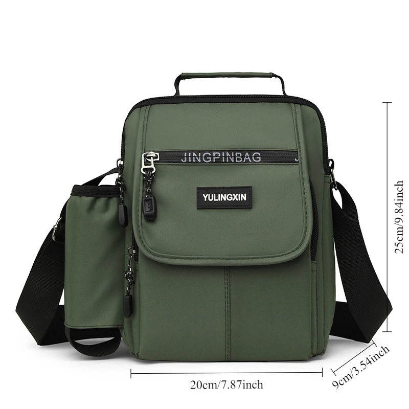 Sportliche quadratische Umhängetasche für Herren – Robuste, weiche Umhängetasche im College-Stil mit multifunktionalen Taschen – Detail 1