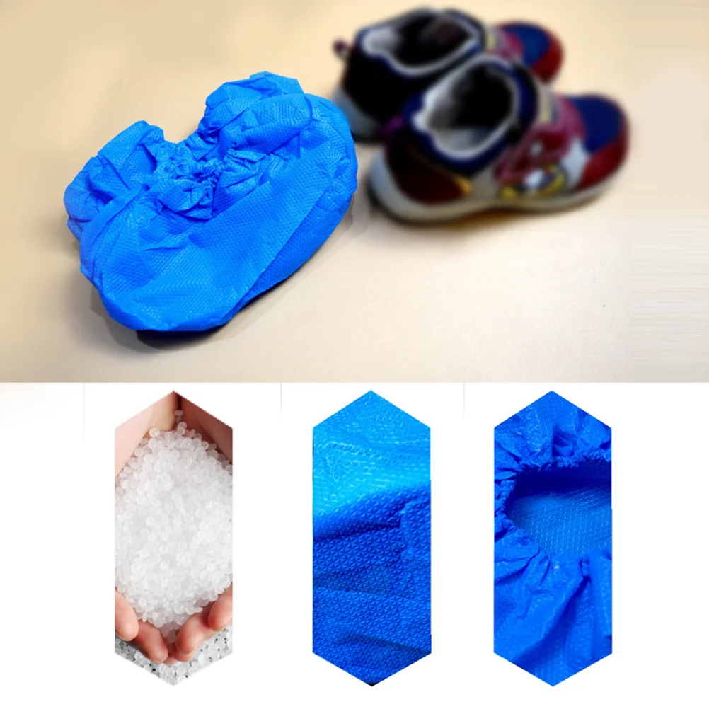 100Pcs Kids Waterproof Shoe Covers Disposable Boot Covers Non-Slip Blue Small 1-4 Years Indoor Outdoor Protection