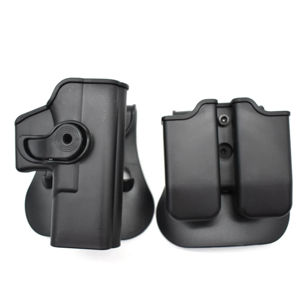 Gun Holster for Glock 17 Gen 1-4,Tactical Hunting Pistol Holster Right hand Quick Unlock,9mm Double link magazine Case