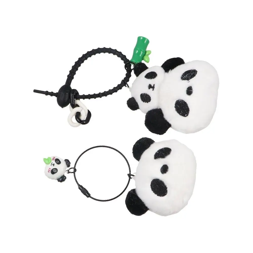 Creative Cute Bamboo Tube Panda Keychain Cartoon Soft Kawaii Animal Pendant Key Ring Plush Stuffed Panda Keychain Kids