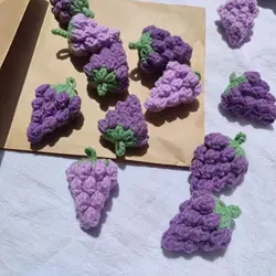 3PCS Handmade Crochet Purple Grape Wool Knitted Bag Fruit Pendant Hats Scarf Clothes Socks Cartoon DIY Decoration Accessories