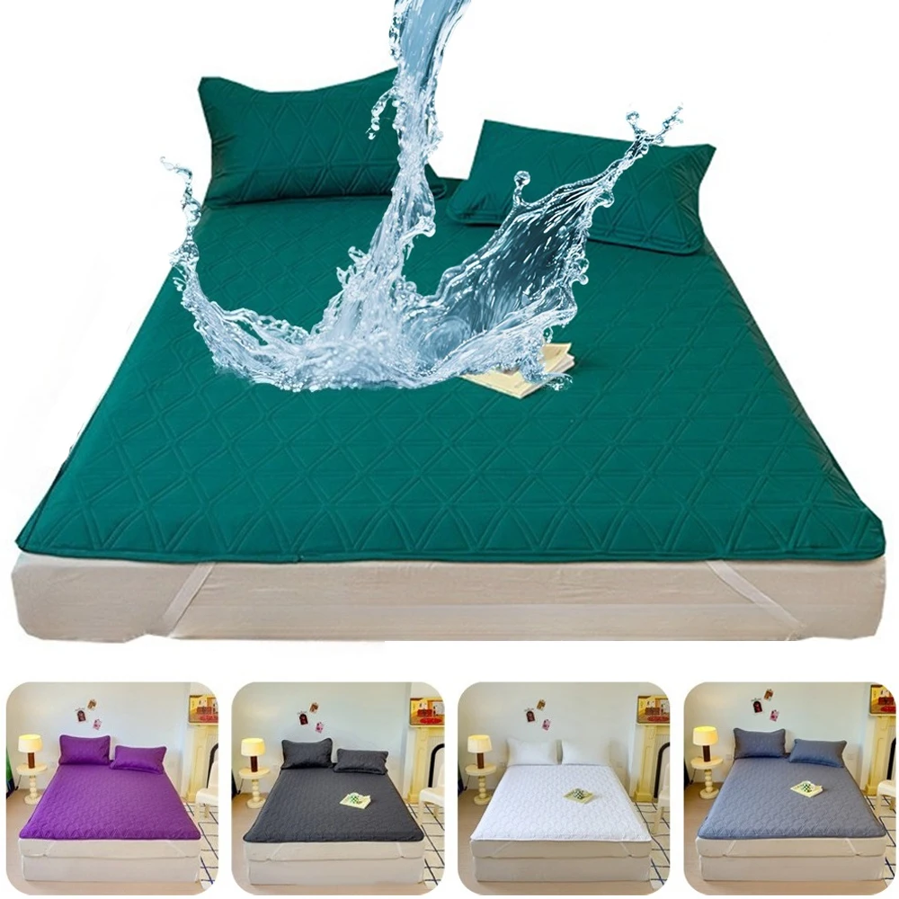 

Waterproof Quilted Mattress Comfortable Mattress Cover with Anti-Slip Elastic Bands Washable Bed Cover Housse De Matelas 방수침대커버