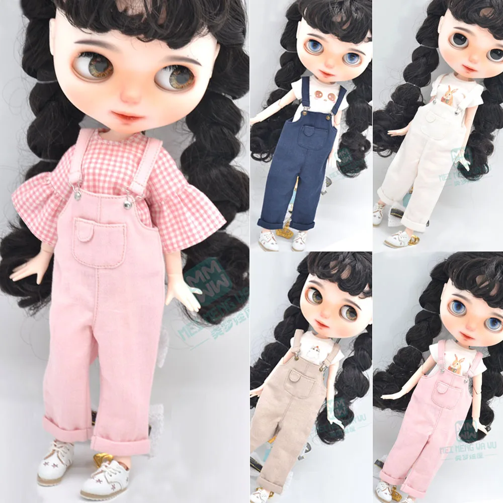 Blyth doll Clothes fashion Casual overalls, T-shirts, plaid shirts for Blyth Azone OB23 OB24 1/6 doll accessories