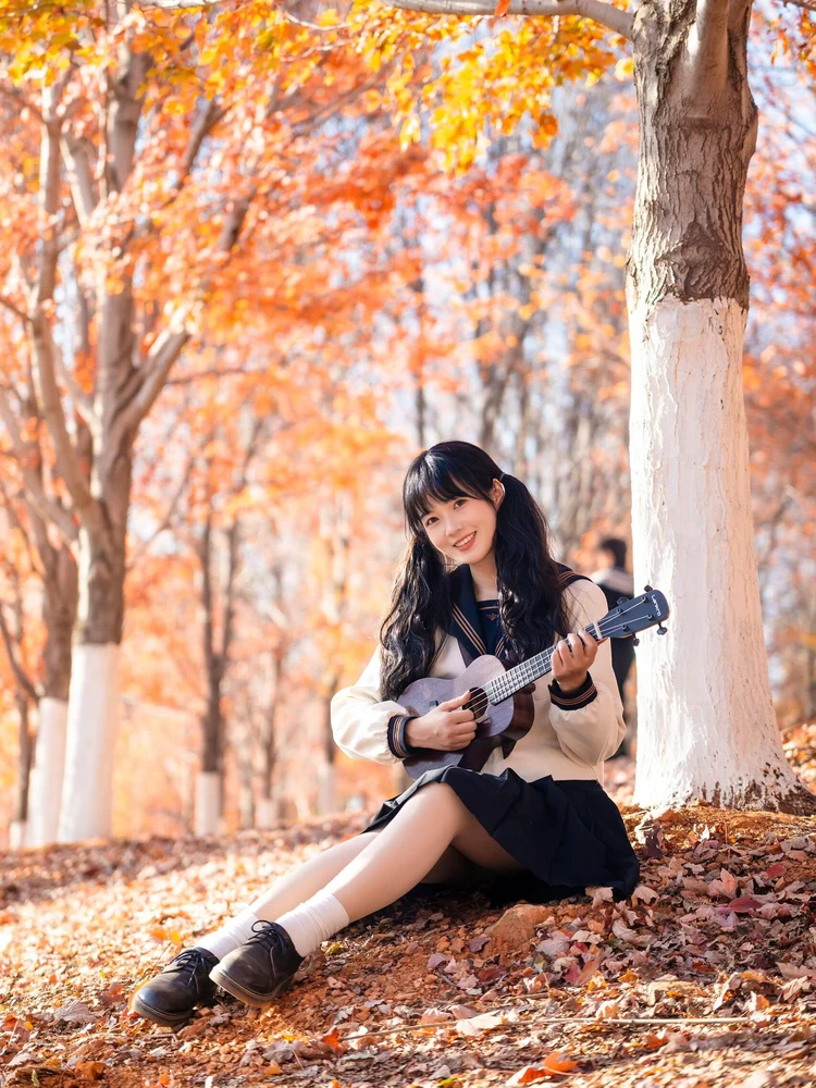 

Original Design Milk Tea Color Tee-piece JK orm Set ort Skirt Plaid Middle Section Women's Sle Long Sve School U...