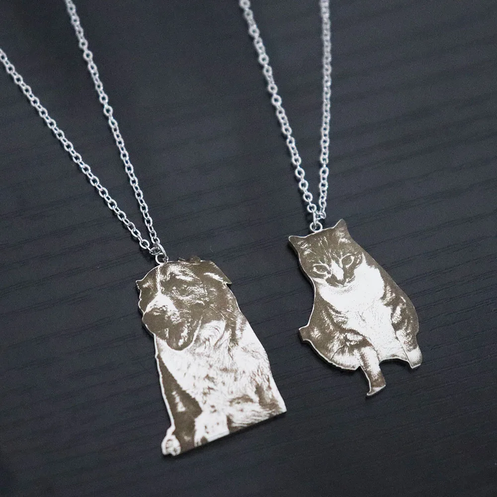 Custom Engrave Pet Photo Necklace 35mm Personalized Cat Dog Picture Chain For Men Women Stainless Steel Jewelry Gift For Family view 6