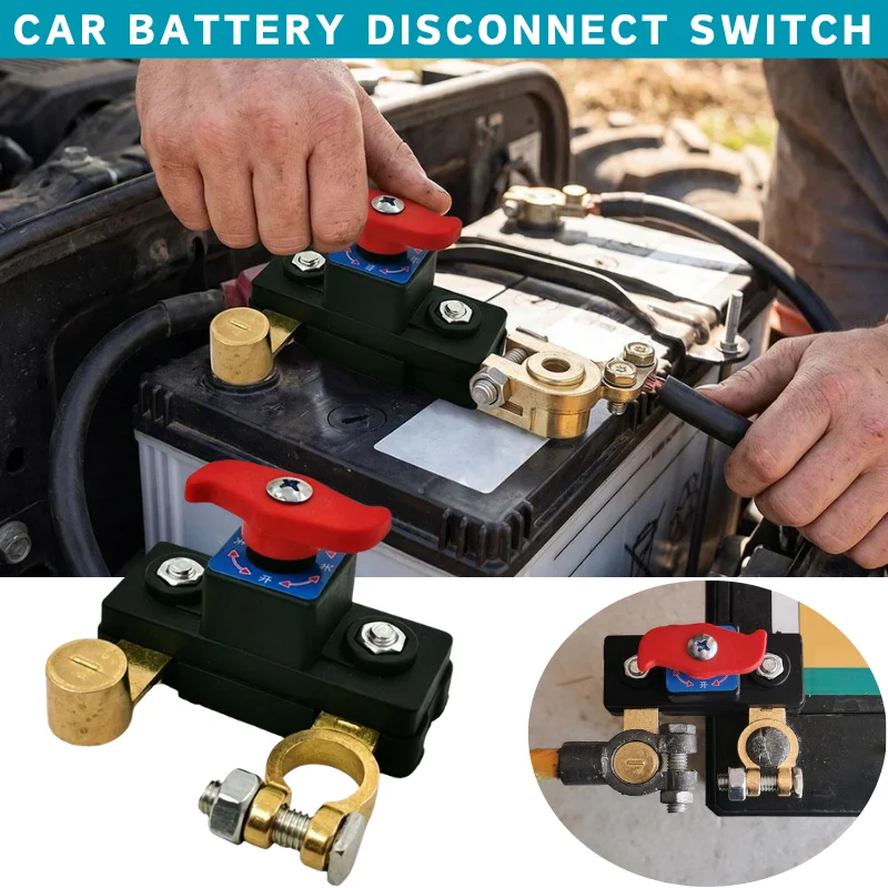 12V 24V Anti Drain Car Battery Cut Off Switch Brass Terminal Quick Disconnect Power Kill Switch For Truck Boat Camper Vehicles