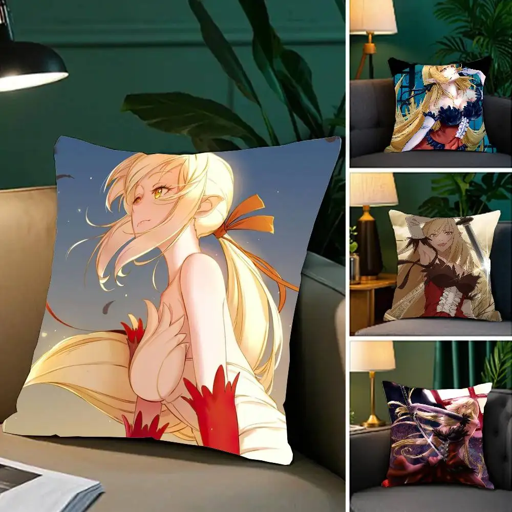 Kizumonogatari Anime Kiss Shot Pillow Case Fashion Square Pillowcase Bedroom Sofa Room Ins Decoration Leisure